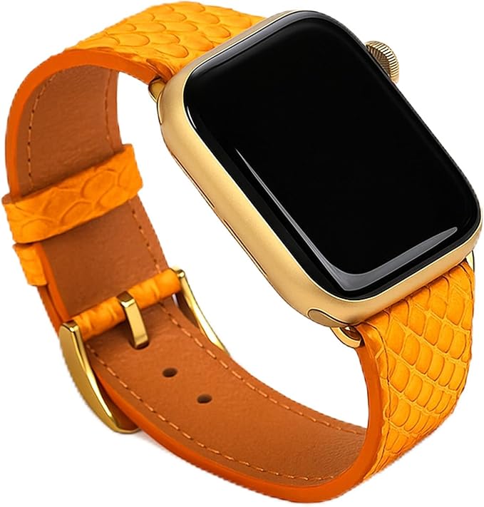 Python Leather Apple Watch Band | Exotic Snake Skin Strap | All Sizes 38mm–49mm | Multiple Band and Closure Color Variations