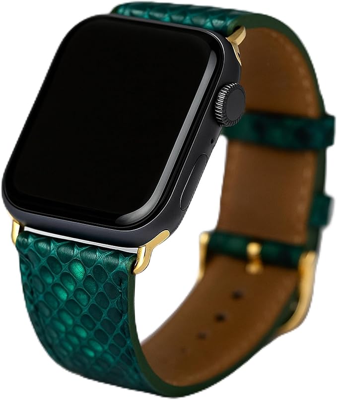 Python Leather Apple Watch Band | Exotic Snake Skin Strap | All Sizes 38mm–49mm | Multiple Band and Closure Color Variations