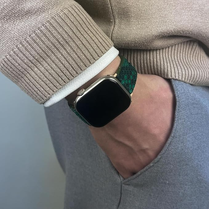 Python Leather Apple Watch Band | Exotic Snake Skin Strap | All Sizes 38mm–49mm | Multiple Band and Closure Color Variations