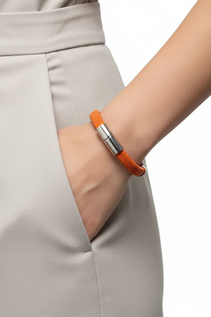Handmade Stingray Leather Bracelet Exotic Luxury Cuff for Men & Women