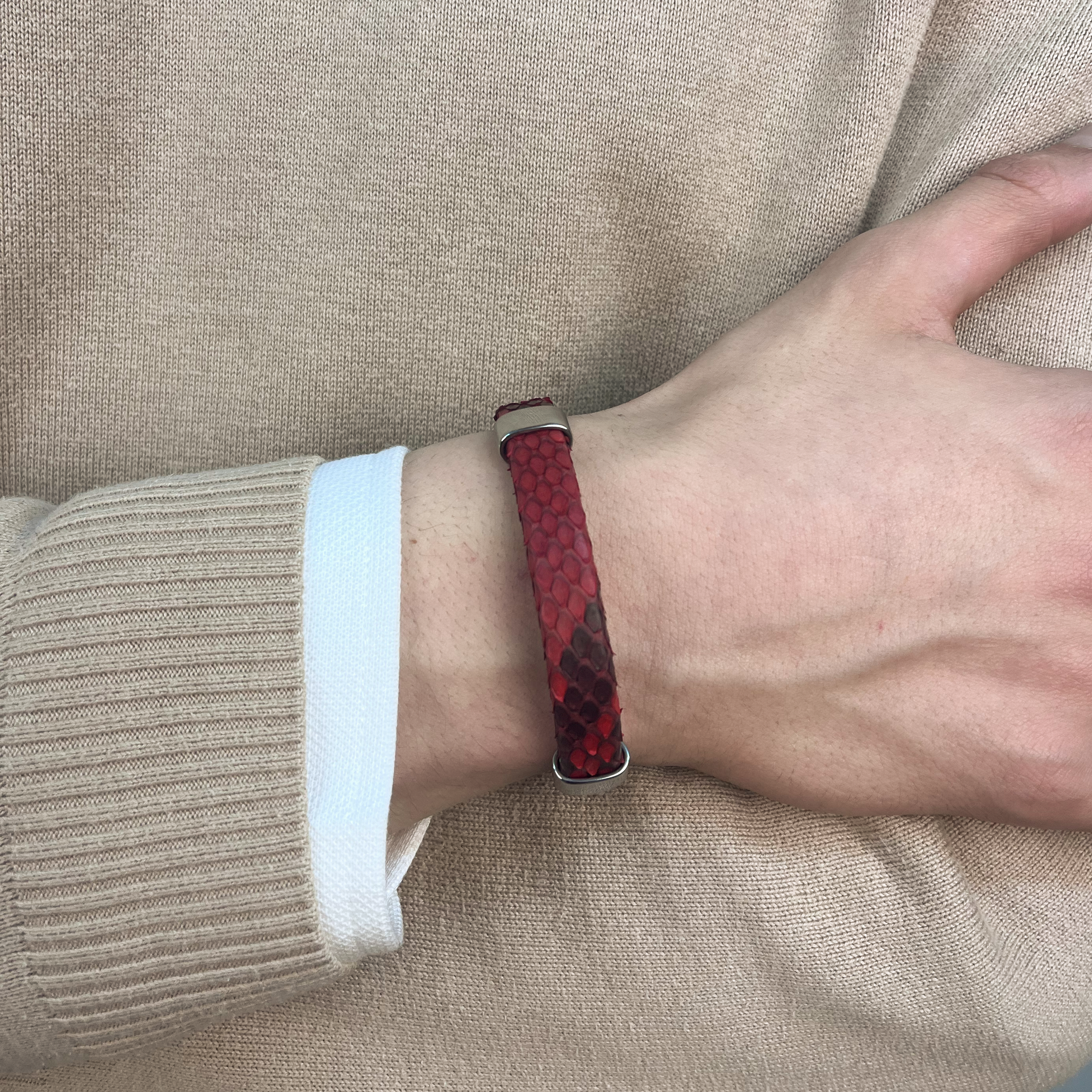 Handmade Python Leather Bracelet Exotic Luxury Cuff for Men & Women