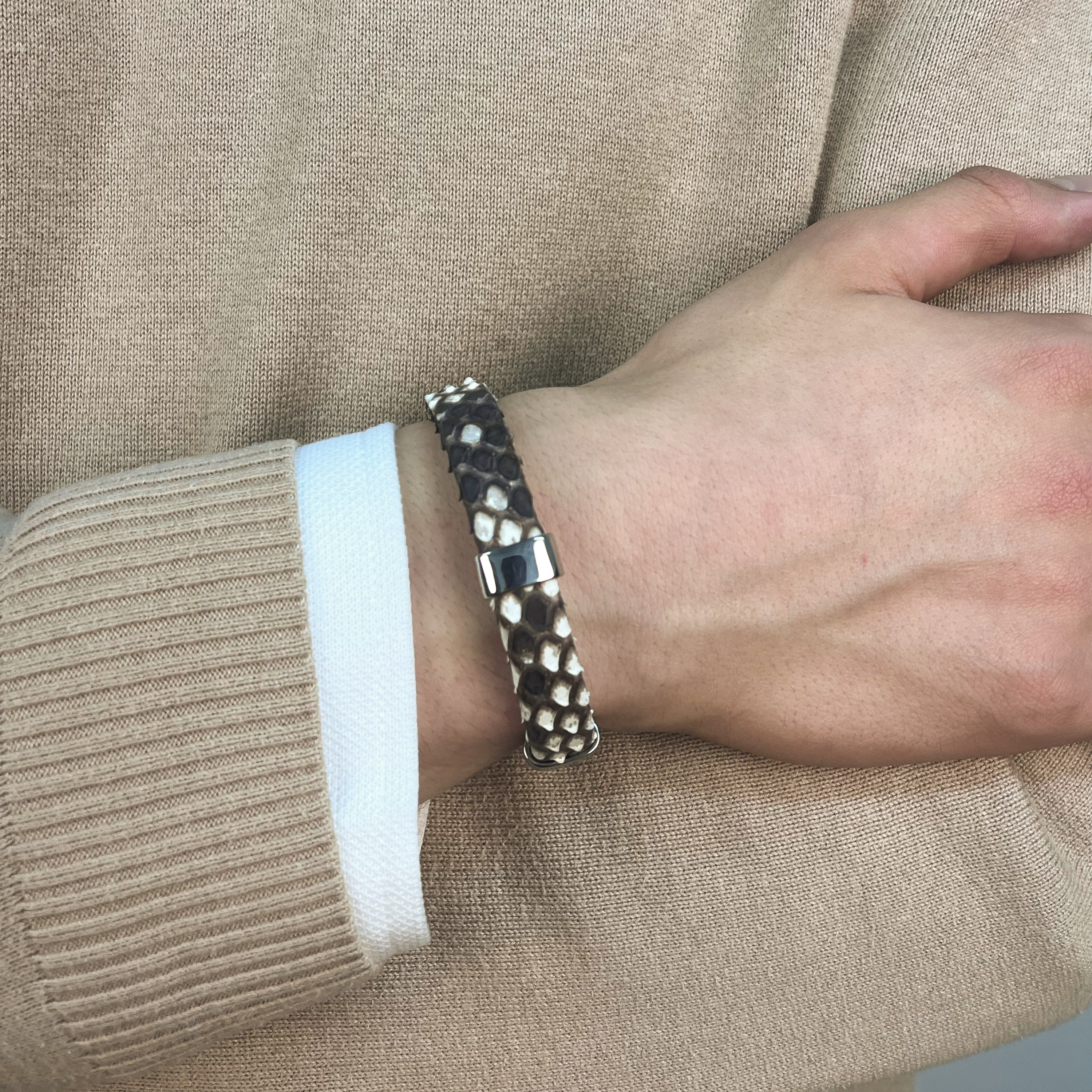Handmade Python Leather Bracelet Exotic Luxury Cuff for Men & Women