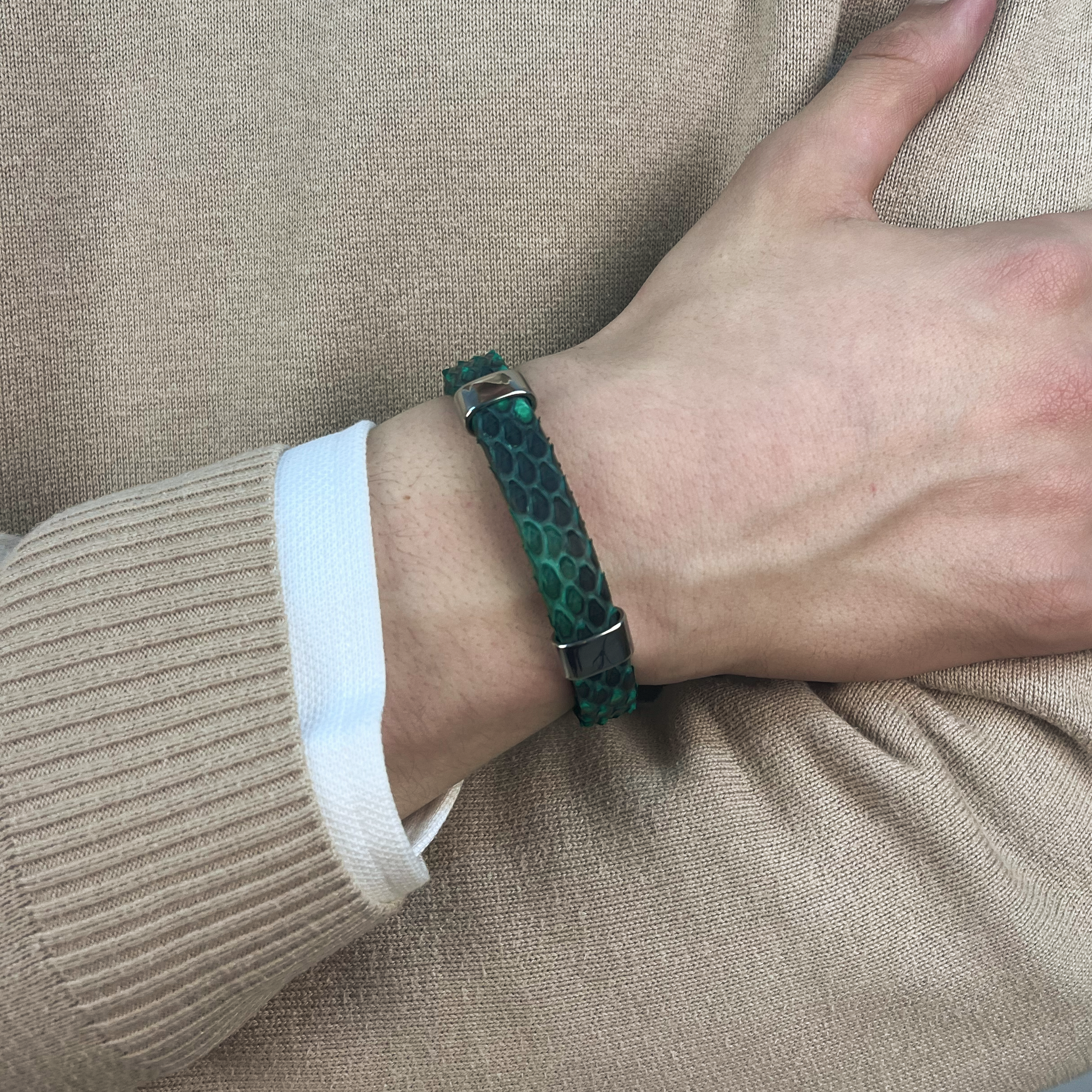 Handmade Python Leather Bracelet Exotic Luxury Cuff for Men & Women