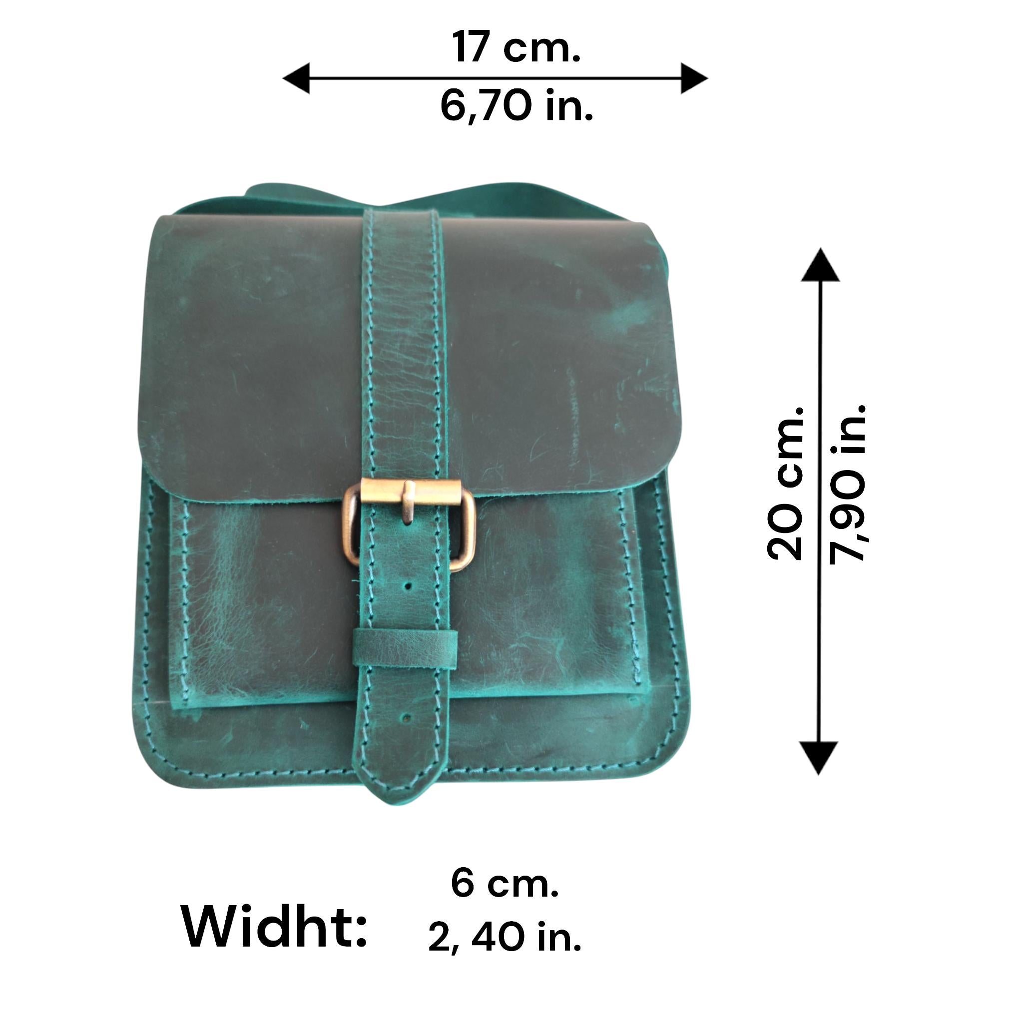 Colorful Leather Bag | Artisan Hand-Dyed Satchel | Vintage Crossbody | Square Boho Pouch | Veg-Tan Full Grain | Green Red Maroon