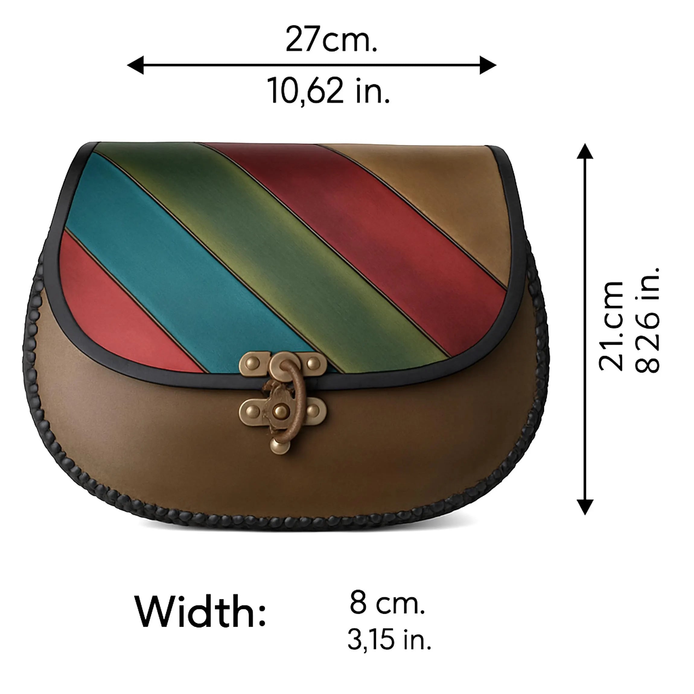 Geometric Leather Crossbody Bag | Hand Painted Aztec Kilim Pattern | Boho Western Satchel | Veg-Tan Full Grain Cowhide
