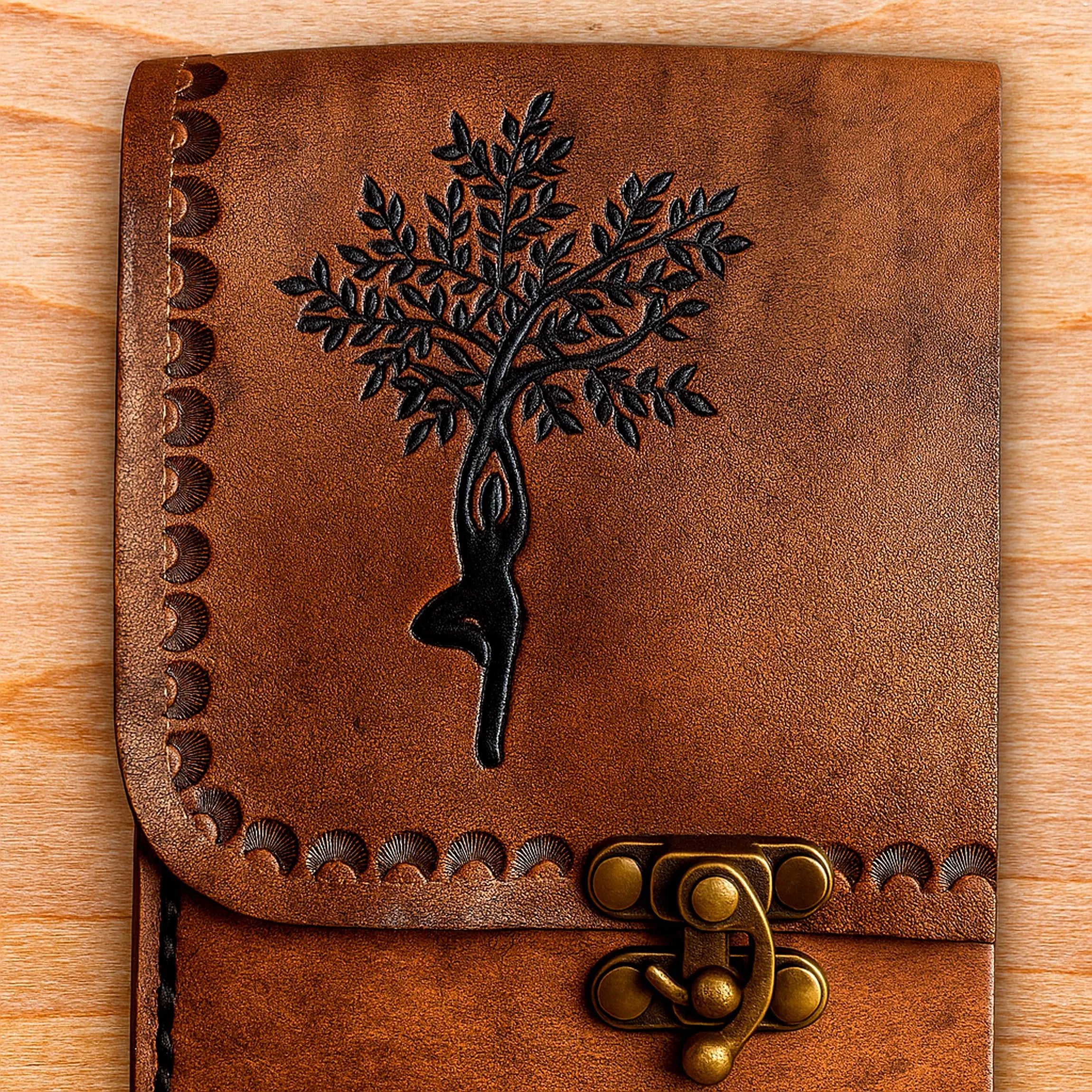 Tree of Life Leather Bag | Hand Painted Mini Backpack | Small Boho Rucksack | Vintage Nature Motif | Full Grain Cowhide