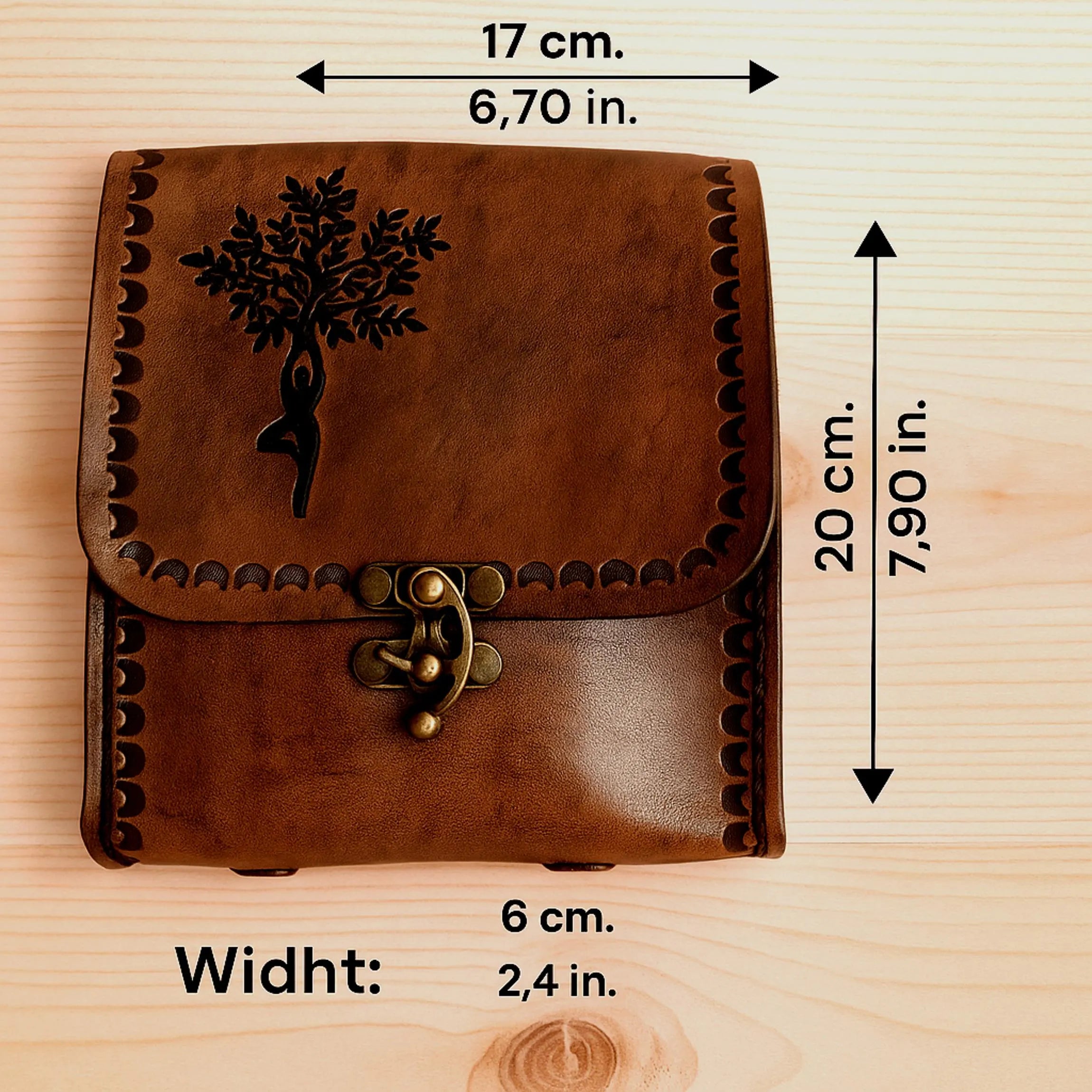 Tree of Life Leather Bag | Hand Painted Mini Backpack | Small Boho Rucksack | Vintage Nature Motif | Full Grain Cowhide
