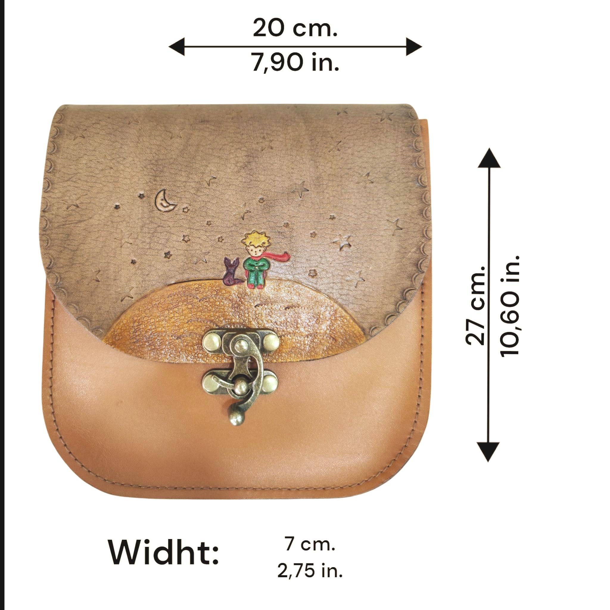 Handmade Le Petit Prince Leather Messenger Bag | Tooled Crossbody Satchel