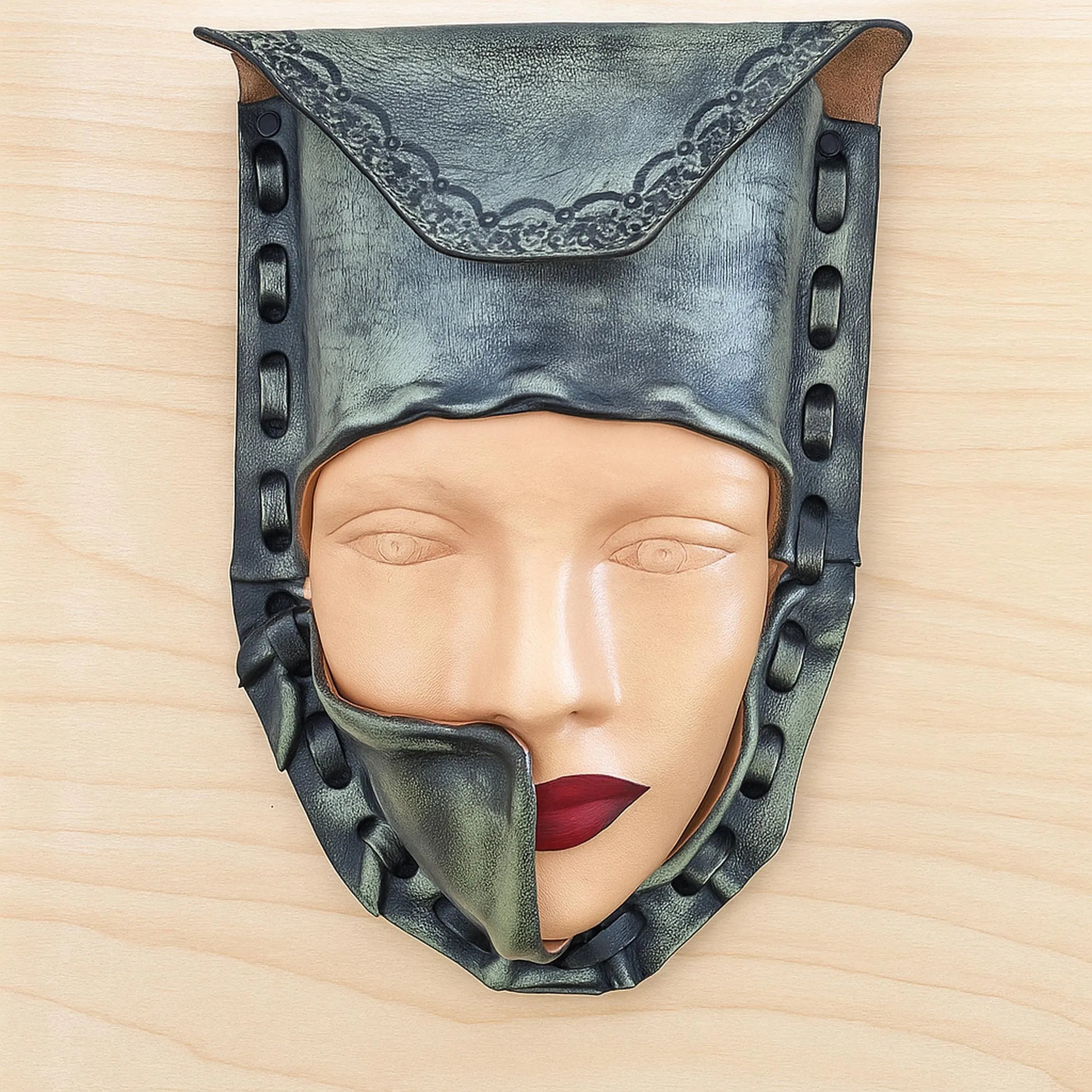 Leather Face Bag | 3D Sculpted Mask | Hand Painted Crossbody | Avant Garde Steampunk Gothic Art | Full Grain Leather
