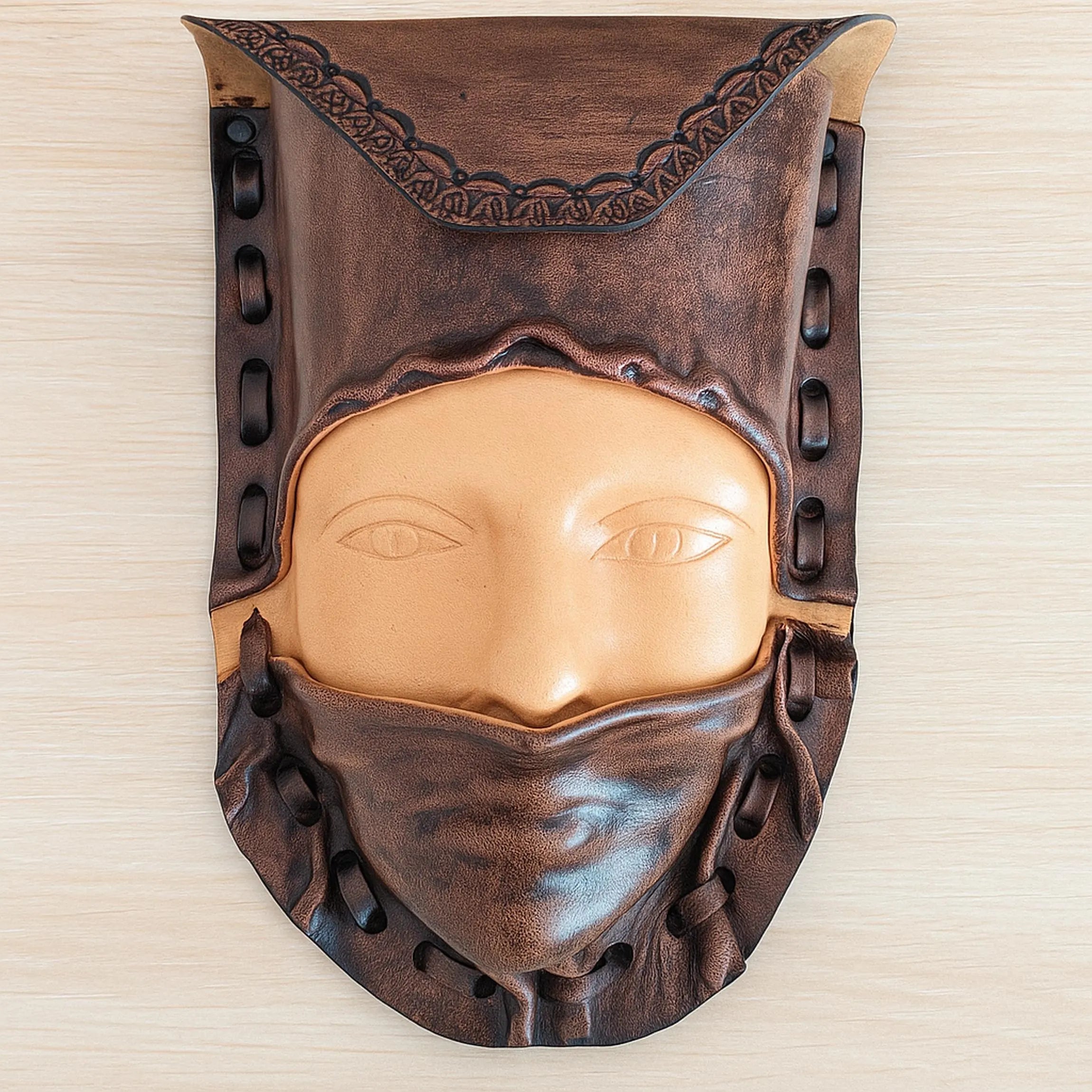 Leather Face Bag | 3D Sculpted Mask | Hand Painted Crossbody | Avant Garde Steampunk Gothic Art | Full Grain Leather