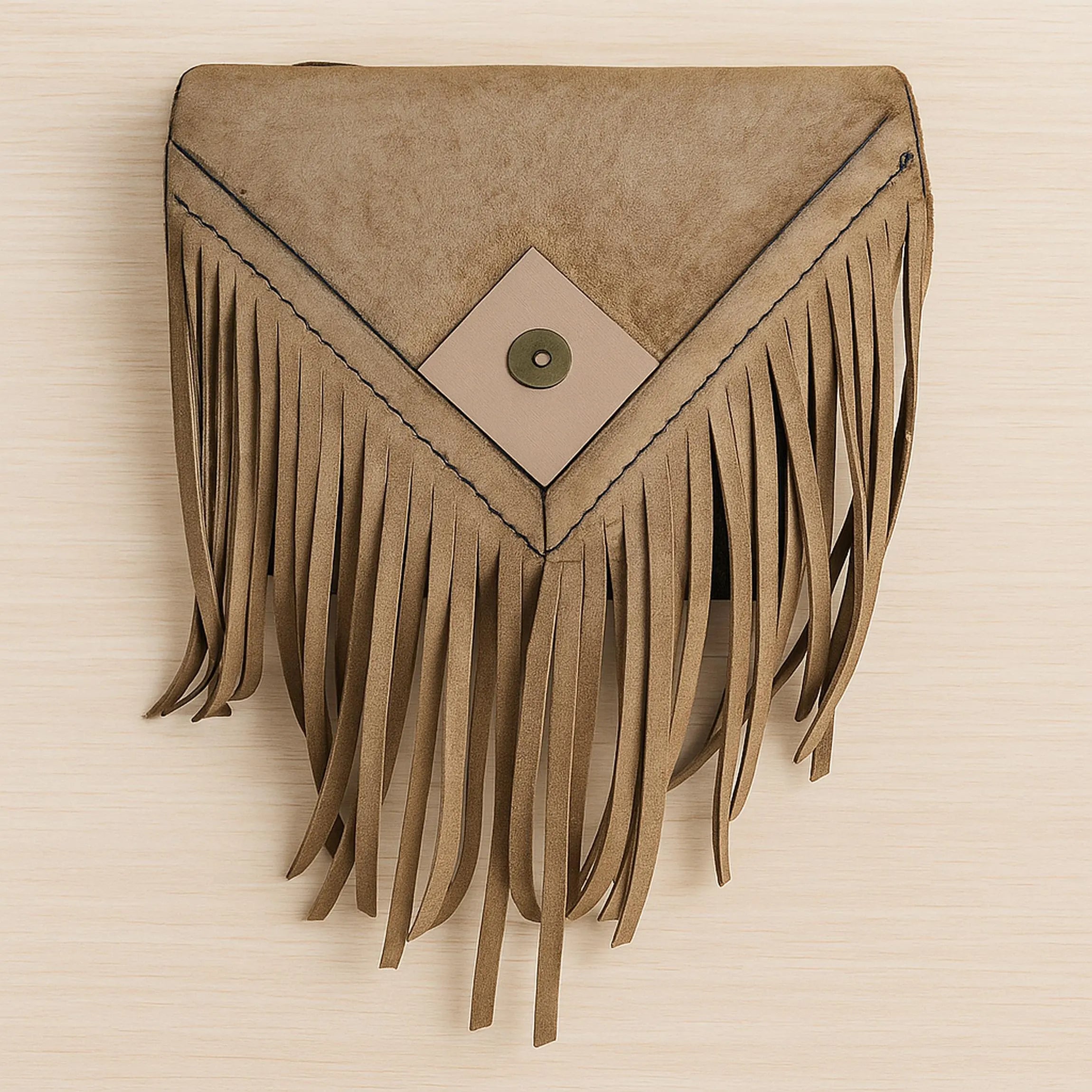 Hand Fringed Leather Crossbody Bag | Studded Boho Western Tassel Satchel