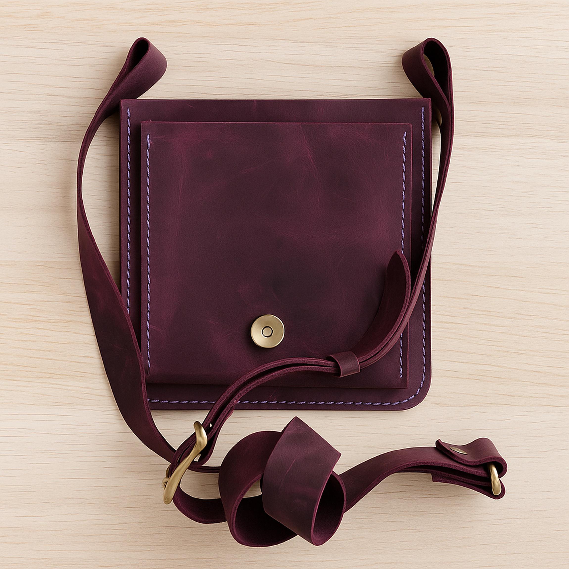 Colorful Leather Bag | Artisan Hand-Dyed Satchel | Vintage Crossbody | Square Boho Pouch | Veg-Tan Full Grain | Green Red Maroon