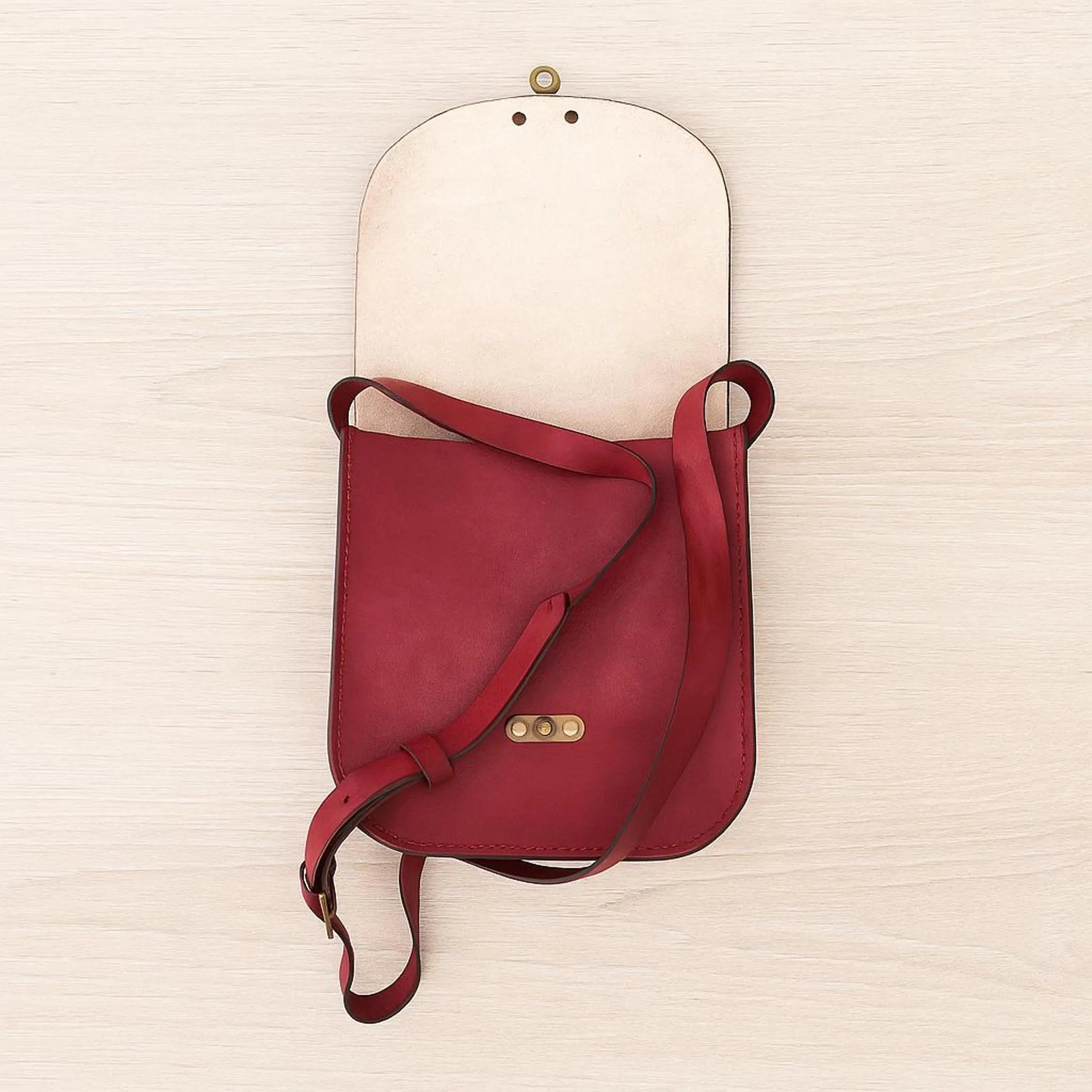 Burgundy Floral Leather Bag | Hand-Tooled Crossbody Satchel | Pyrography Painted Purse | Boho Botanical Carved Vintage | Veg-Tan Full Grain