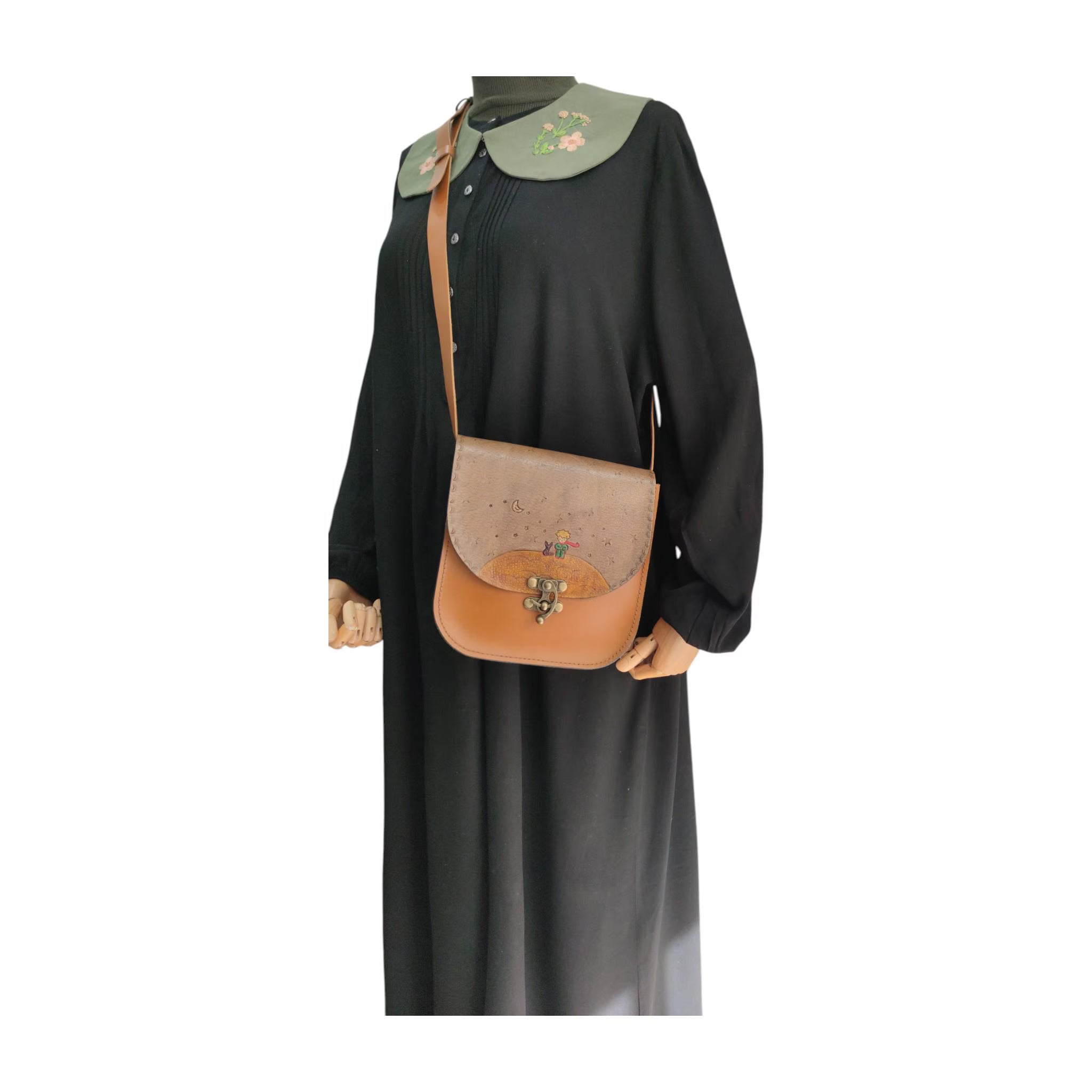 Handmade Le Petit Prince Leather Messenger Bag | Tooled Crossbody Satchel