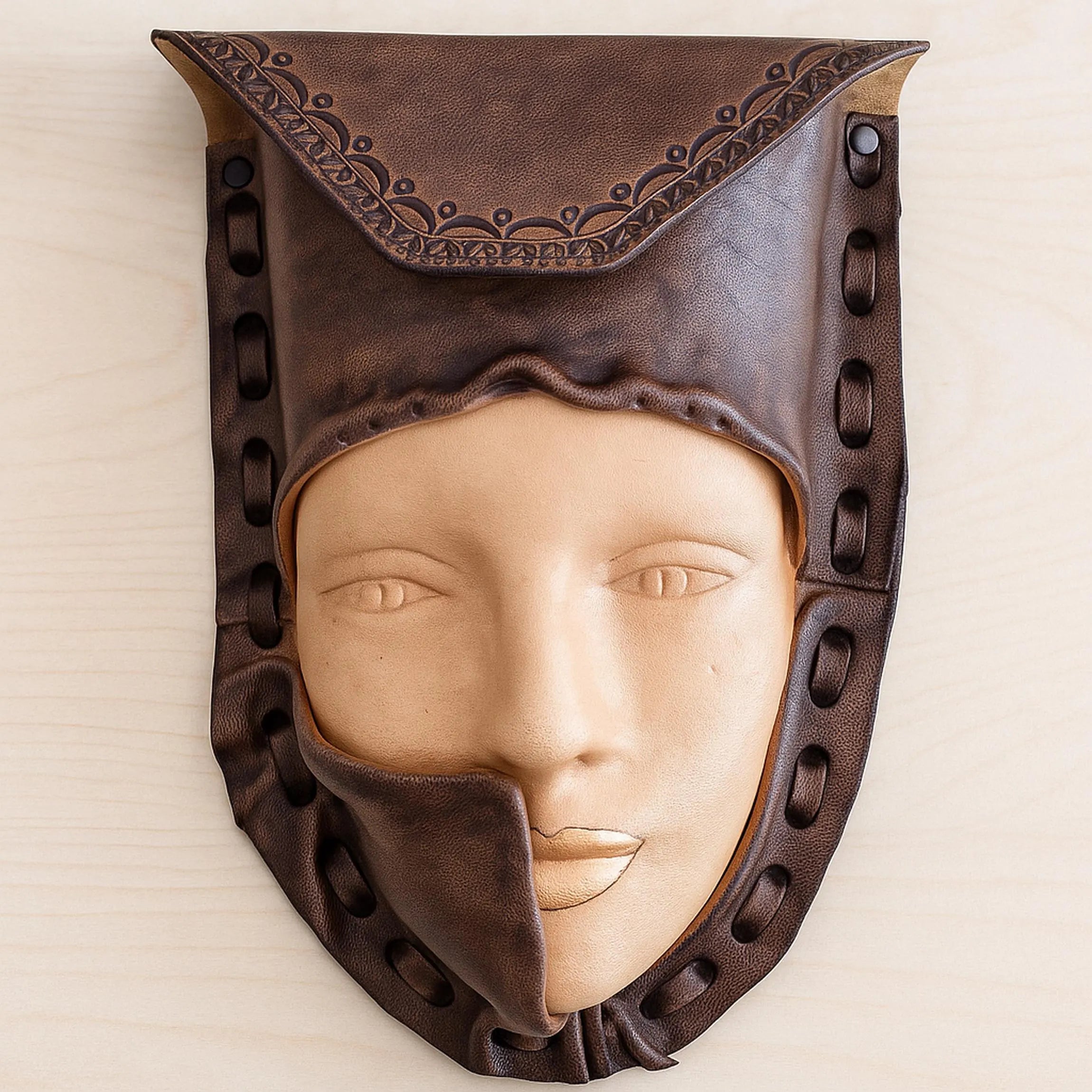 Leather Face Bag | 3D Sculpted Mask | Hand Painted Crossbody | Avant Garde Steampunk Gothic Art | Full Grain Leather