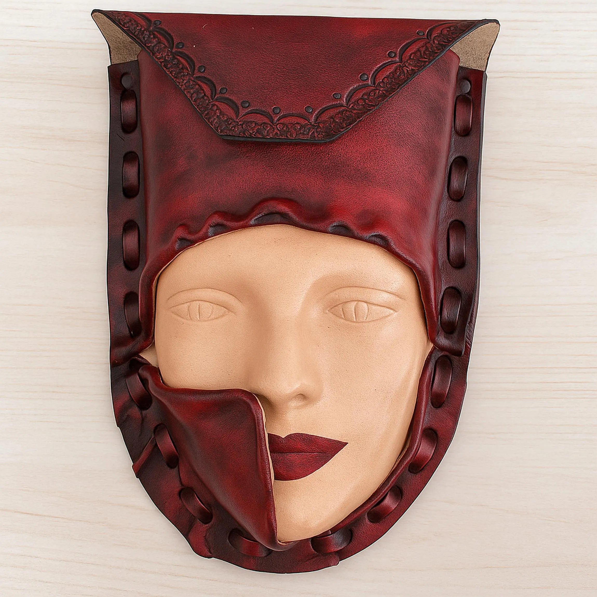 Leather Face Bag | 3D Sculpted Mask | Hand Painted Crossbody | Avant Garde Steampunk Gothic Art | Full Grain Leather