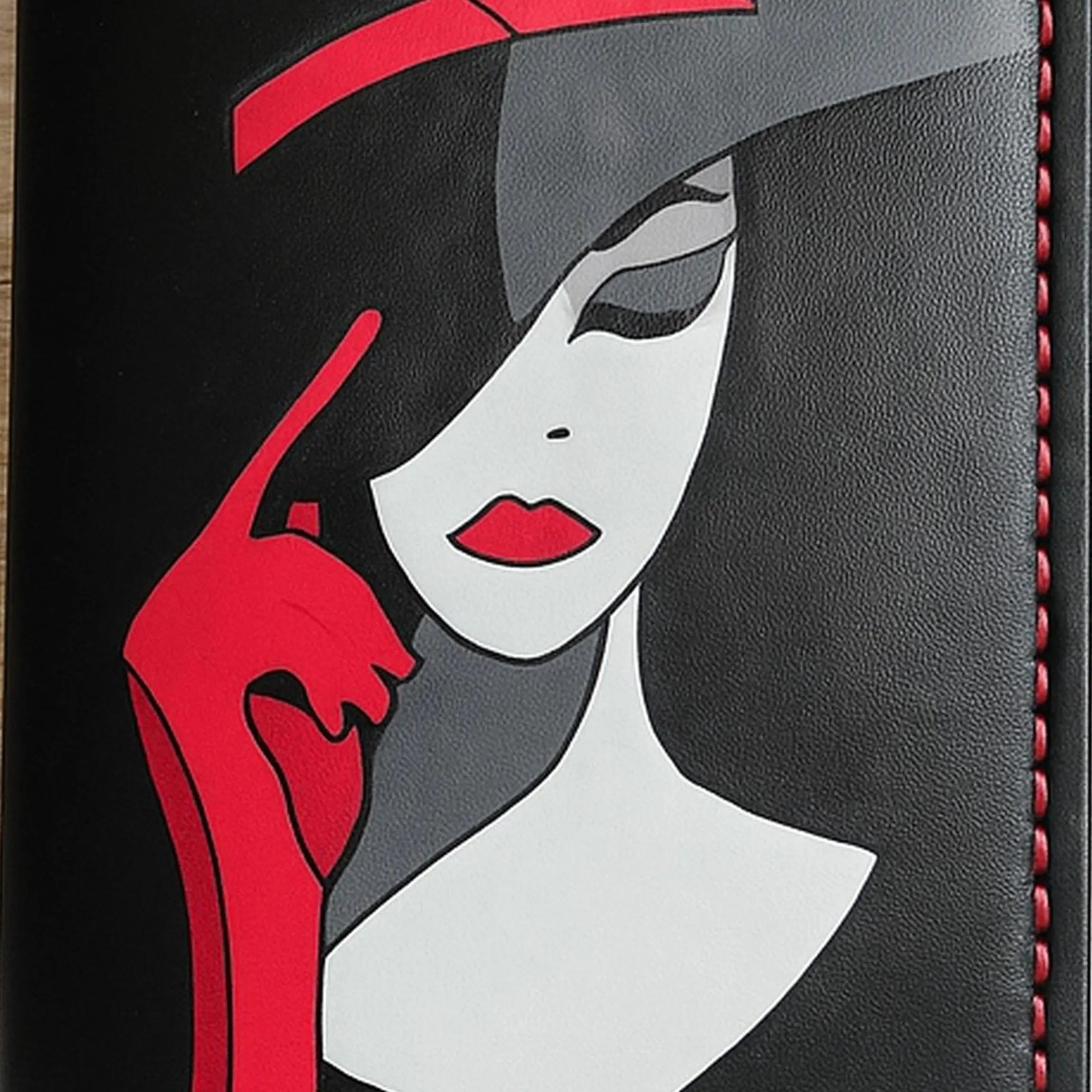 Lady Art Wallet | Hand-Burned Silhouette | Full Grain Leather Slim Long Bifold | Handmade Artisan Purse | Veg-Tan Cowhide