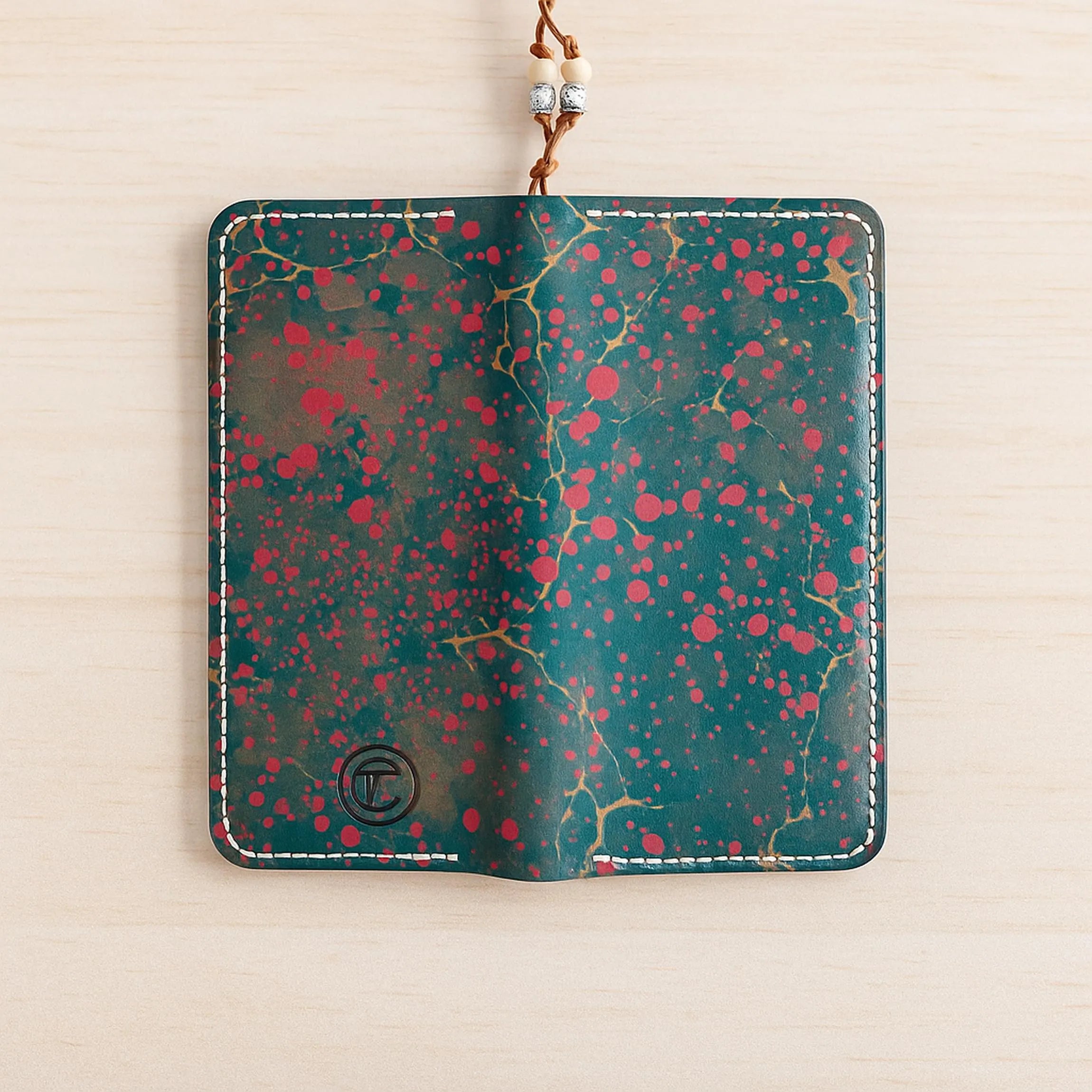 Turkish Ebru Wallet | Handmade Slim Long Bifold | Genuine Veg-Tan Marbled Pattern Cowhide | Art Piece | Unisex Travel Wallet