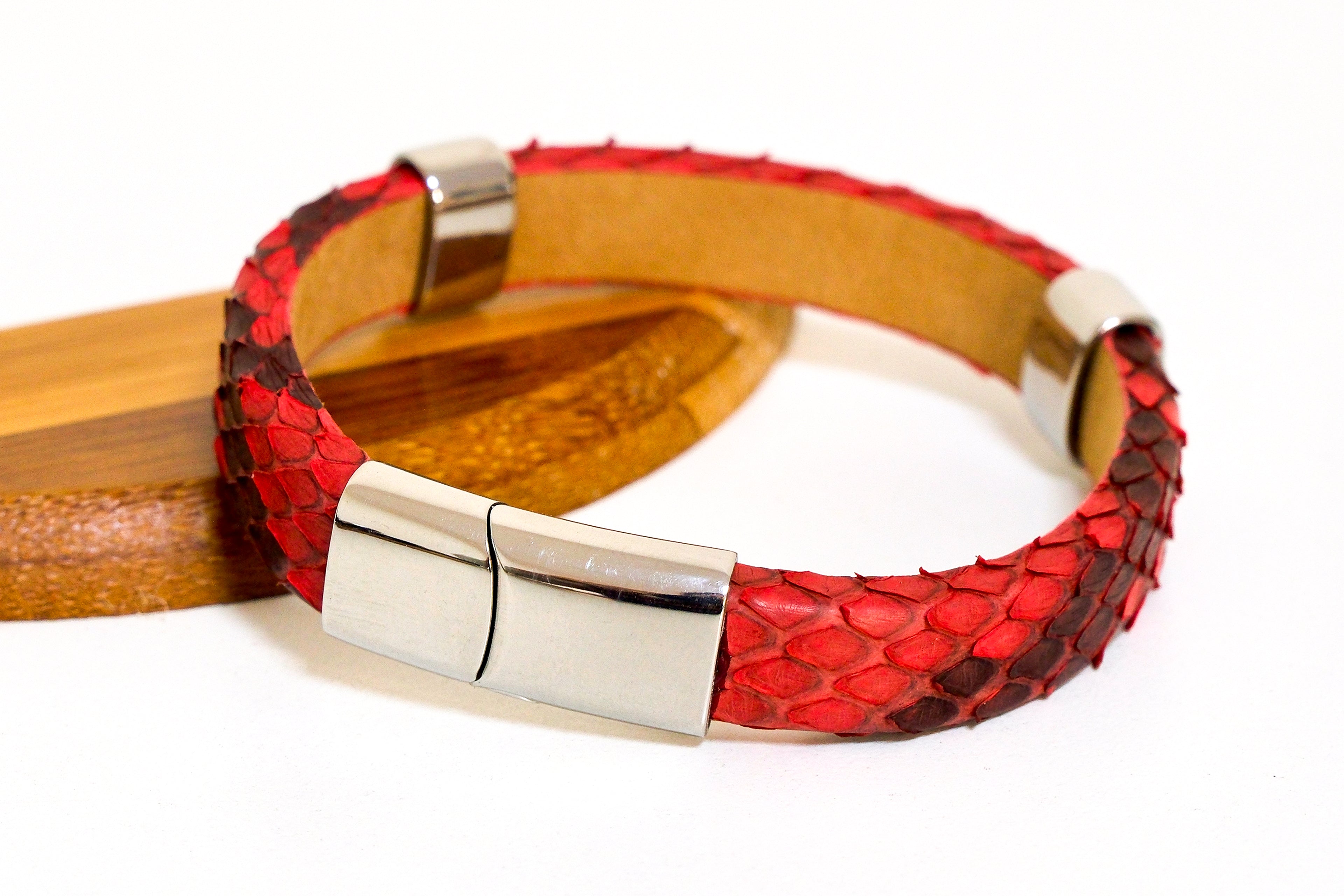 Handmade Python Leather Bracelet Exotic Luxury Cuff for Men & Women