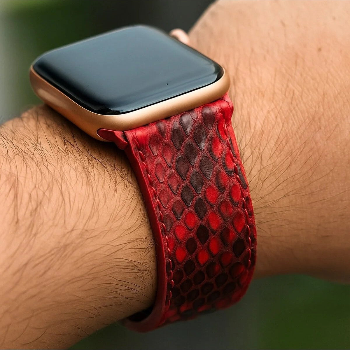 Python Leather Apple Watch Band | Exotic Snake Skin Strap | All Sizes 38mm–49mm | Multiple Band and Closure Color Variations