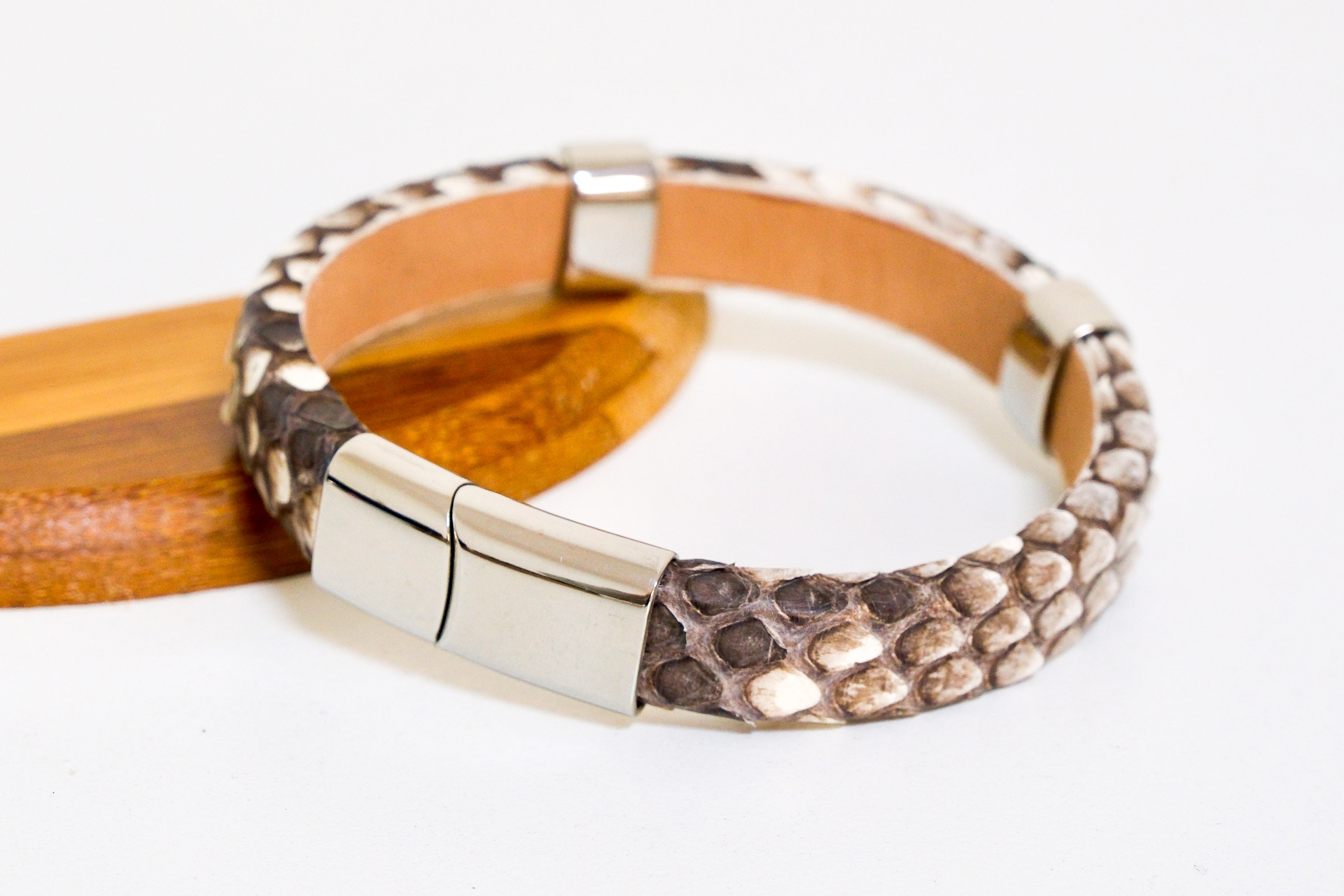 Handmade Python Leather Bracelet Exotic Luxury Cuff for Men & Women