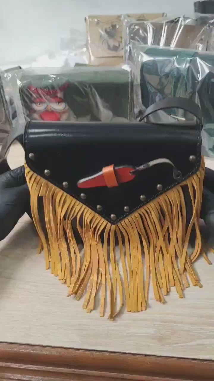 Burgundy Leather Fringe Crossbody Bag - Western Boho Satchel