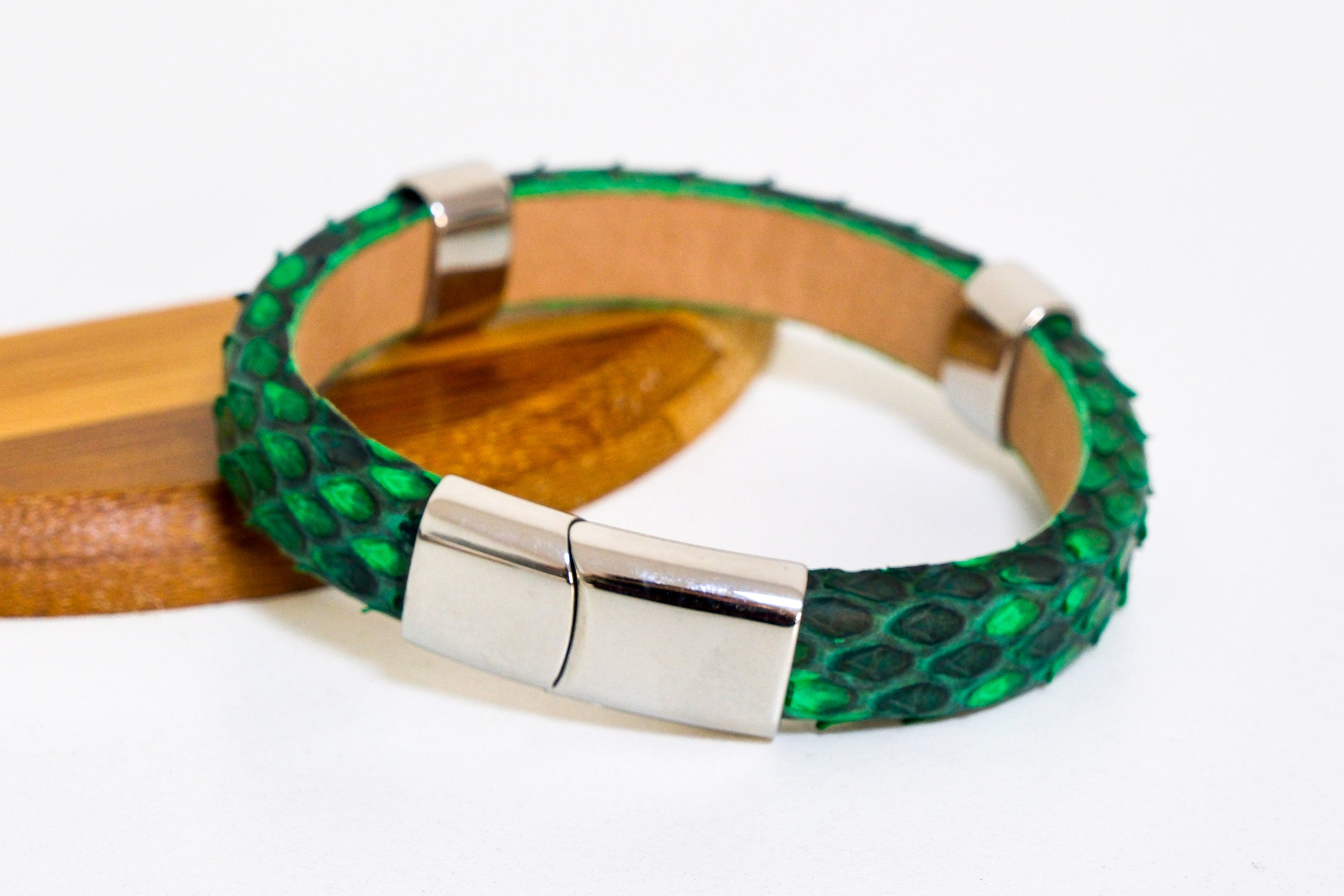 Handmade Python Leather Bracelet Exotic Luxury Cuff for Men & Women